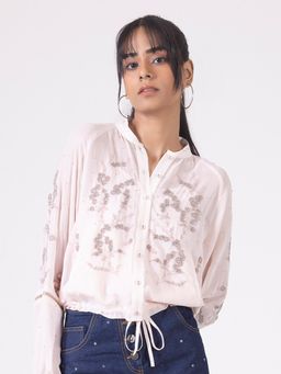 SHAYE - Blush Pink Mandarin Neck Full Sleeves Party Shirt