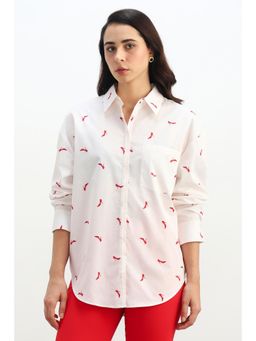 Allen Solly - Women White Print Long Sleeves Shirt