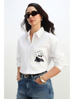 Allen Solly - Women White Graphic Print Long Sleeves Shirt