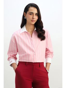 Allen Solly - Women Pink Stripe Long Sleeves Shirt