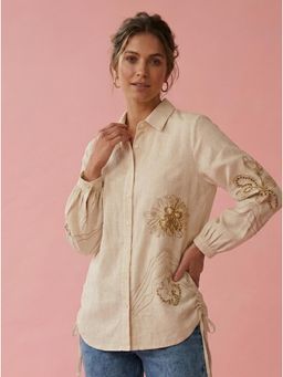 Autumnlane - Drona Patch Embroidery Cotton Shirt