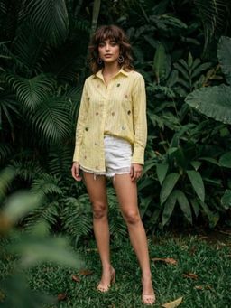 Autumnlane - Ivanka Canary Stripes Cotton Shirt