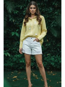 Autumnlane - Ivanka Lime Stripes Cotton Shirt