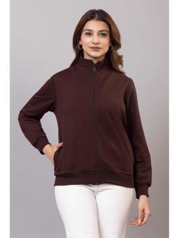 MLADA - Women Brown Solid Cotton Long Sleeves Jacket