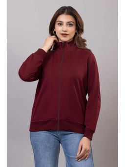 MLADA - Women Maroon Solid Cotton Long Sleeves Jacket
