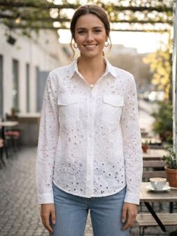 Autumnlane - Perka Harp Schiffli Cotton Shirt