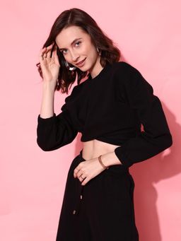 STREET 9 - Women Black Knotted Sweatshirt