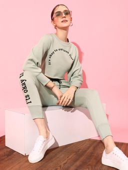 STREET 9 - Women Green Crop Sweatshirt