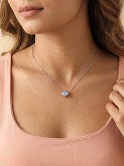 GIVA - Silver Azure Flower Pendant