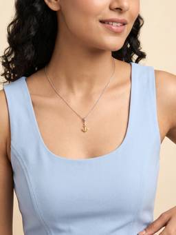 GIVA - Silver Dual Tone Anchor Glow Pendant