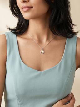 GIVA - Silver Dual Tone Heart in Frame Pendant