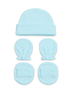 Moms Home - Newborn Baby Cap Mitten Bootie Set Blue (0-3 Months)