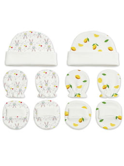 Moms Home - Newborn Baby Cap Mitten Bootie Set White (0-3 Months)