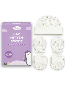 Moms Home - Newborn Baby Cap Mitten Bootie Set Bunny (0-3 Months)
