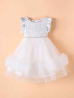 Hopscotch - Bead Embellished Party Dress White