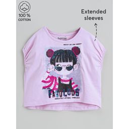 Hopscotch - Double Bun Character Cotton T-shirt Purple