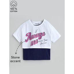 Hopscotch - Twinkling Text Colorblock Cotton T-shirt and Tank top Multi-Color