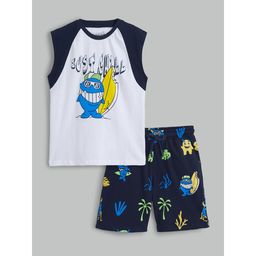 Hopscotch - Wave Rider Shark Cotton T-shirt and Short Multi-Color