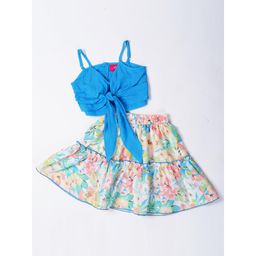 Hopscotch - Floral Skirt & Blouse Top Blue