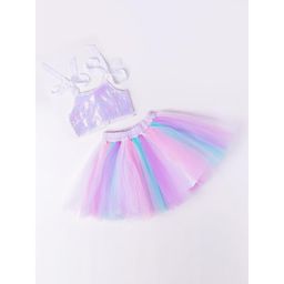 Hopscotch - Sequined Blouse Top & Skirt Multi-Color