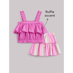 Hopscotch - Striped Skirt & Blouse Top Multi-Color