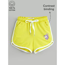 Hopscotch - Bright Terry Unicorn Summer Shorts Yellow