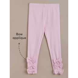 Hopscotch - Bow Applique Leggings Pink