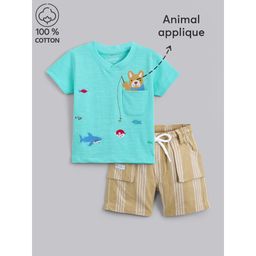 Hopscotch - Pure Cotton T-shirt & Shorts Turquoise