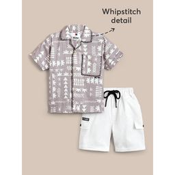 Hopscotch - Whipstitched Shirt & Shorts Mauve