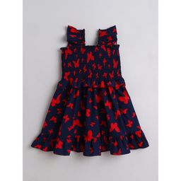 Hopscotch - Butterfly Dreams Smocked Cotton Dress Navy Blue