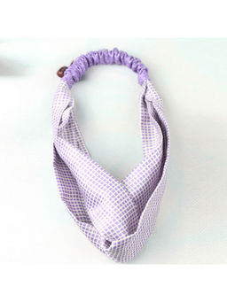 Tossido - Light Purple Checks Soft Satin Criss-Cross Top Headband