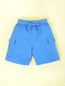 KiddoPanti - Blue Boys Cotton Knit Basic Cargo Knit Shorts