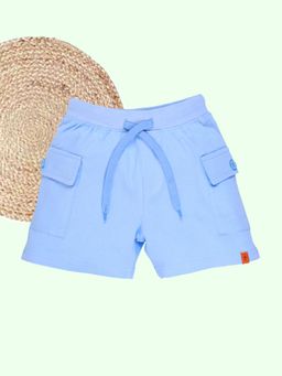 KiddoPanti - Blue Boys Cotton Knit Basic Cargo Knit Shorts