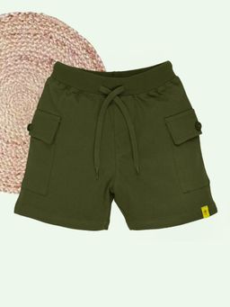 KiddoPanti - Green Boys Cotton Knit Basic Cargo Knit Shorts