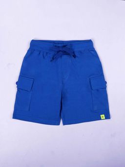 KiddoPanti - Blue Boys Cotton Knit Basic Cargo Knit Shorts