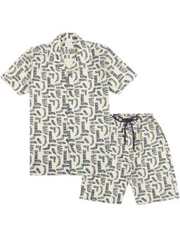 CAVIO - Beige Boys Printed Half Sleeves Co-Ord Set