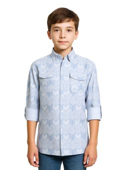 CAVIO - Blue Boys Full Sleeves Textured Casual Shirt