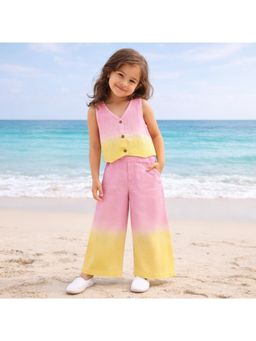 The Magic Wand - Rayon Woven Sleeveless Tie And Dye Co-Ord Set- Pink