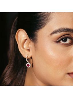 ZISTHI - 925 Sterling Silver Drops and Danglers Red Earrings