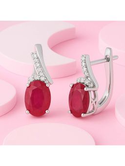 ZISTHI - 925 Sterling Silver Drops and Danglers Red Earrings