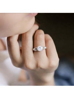 ZISTHI - 925 Sterling Silver Adjustable White Stone Rings