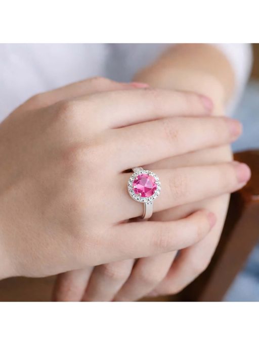 ZISTHI 925 Sterling Silver Adjustable Pink Rings