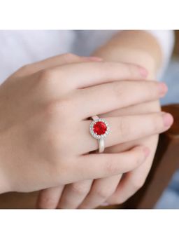 ZISTHI - 925 Sterling Silver Adjustable Red Rings