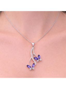 ZISTHI - 925 Sterling Silver Purple Stone Necklace