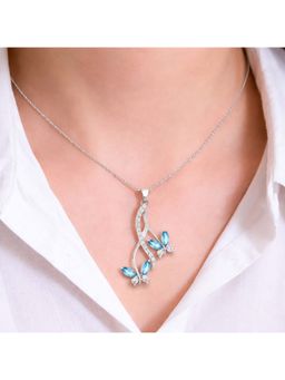ZISTHI - 925 Sterling Silver Blue Stone Necklace