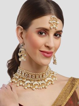 Karatcart - Gold Plated Pearl Beaded Choker Necklace (Set of 3)