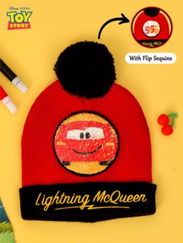 Yellow Bee - Disney Lightning McQueen Flip Sequins Pom Winter Cap For Boys - Multi-Color