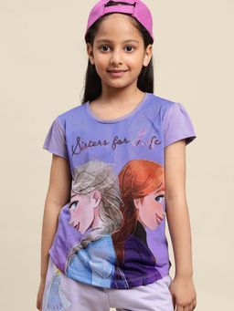 Kidsville - Kids Girls Frozen Printed Purple T-Shirt