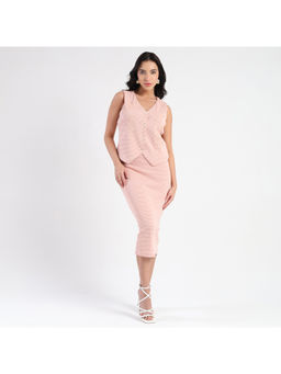 Madame - Women Pink Striped Co-Ord (Set of 2)