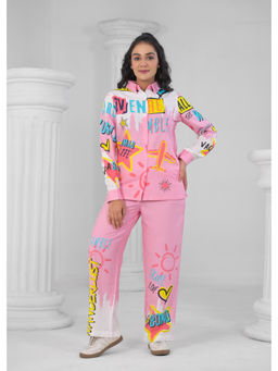 Roohaniyat - Women Pink Printed Co-Ord (Set of 2)